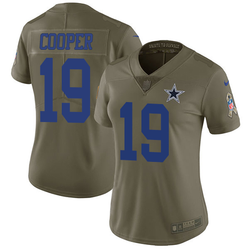 Nike Cowboys #19 Amari Cooper Olive Women's Stitched NFL Limited 2017 Salute to Service Jersey Nike Cowboys #19 Amari Cooper Olive Women's Stitched NFL Limited 2017 Salute to Service Jersey