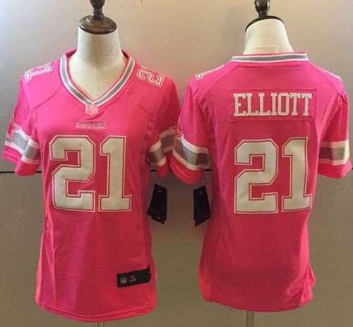 Nike Cowboys #21 Ezekiel Elliott Pink Women's Stitched NFL Elite Jersey Nike Cowboys #21 Ezekiel Elliott Pink Women's Stitched NFL Elite Jersey