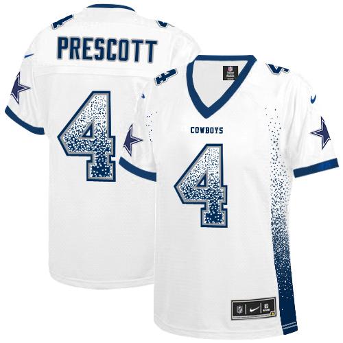 Nike Cowboys #4 Dak Prescott White Women's Stitched NFL Elite Drift Fashion Jersey Nike Cowboys #4 Dak Prescott White Women's Stitched NFL Elite Drift Fashion Jersey