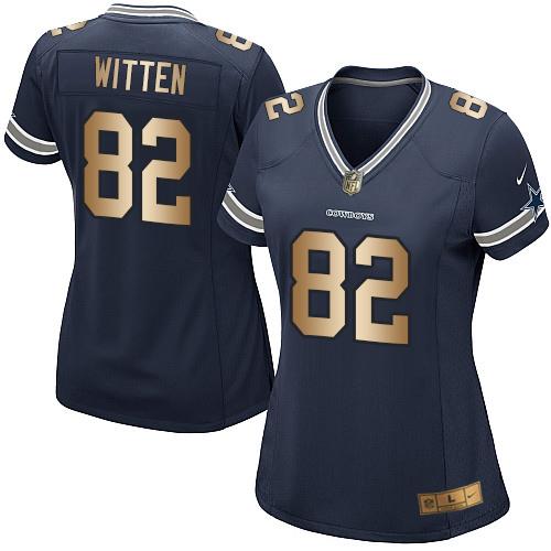 Nike Cowboys #82 Jason Witten Navy Blue Team Color Women's Stitched NFL Elite Gold Jersey Nike Cowboys #82 Jason Witten Navy Blue Team Color Women's Stitched NFL Elite Gold Jersey