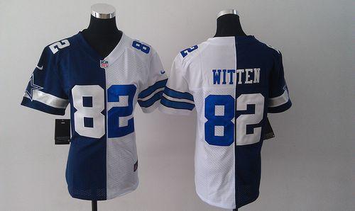 Nike Cowboys #82 Jason Witten Navy Blue/White Women's Stitched NFL Elite Split Jersey Nike Cowboys #82 Jason Witten Navy Blue/White Women's Stitched NFL Elite Split Jersey