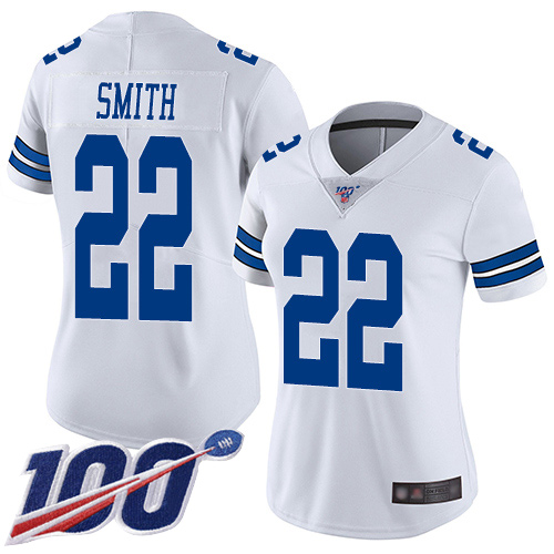 Nike Cowboys #22 Emmitt Smith White Women's Stitched NFL 100th Season Vapor Limited Jersey Nike Cowboys #22 Emmitt Smith White Women's Stitched NFL 100th Season Vapor Limited Jersey