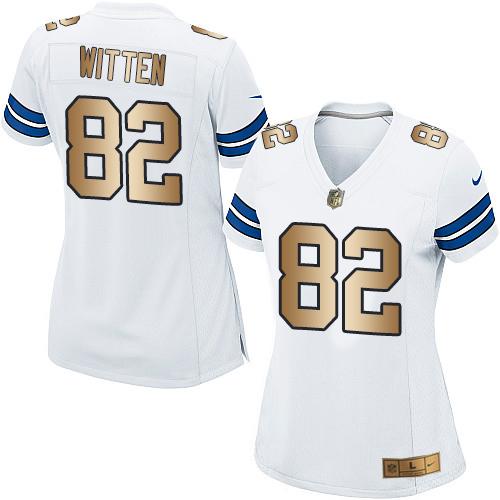 Nike Cowboys #82 Jason Witten White Women's Stitched NFL Elite Gold Jersey Nike Cowboys #82 Jason Witten White Women's Stitched NFL Elite Gold Jersey