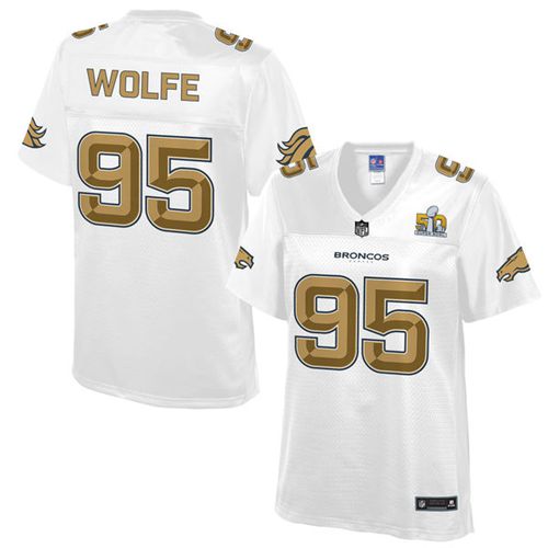 Nike Broncos #95 Derek Wolfe White Women's NFL Pro Line Super Bowl 50 Fashion Game Jersey Nike Broncos #95 Derek Wolfe White Women's NFL Pro Line Super Bowl 50 Fashion Game Jersey