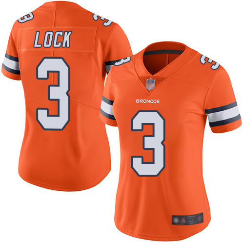Nike Broncos #3 Drew Lock Orange Women's Stitched NFL Limited Rush Jersey Nike Broncos #3 Drew Lock Orange Women's Stitched NFL Limited Rush Jersey