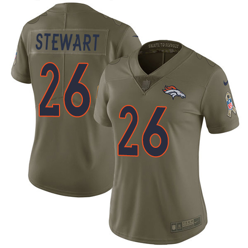 Nike Broncos #26 Darian Stewart Olive Women's Stitched NFL Limited 2017 Salute to Service Jersey Nike Broncos #26 Darian Stewart Olive Women's Stitched NFL Limited 2017 Salute to Service Jersey