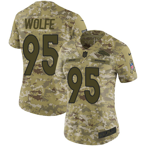 Nike Broncos #95 Derek Wolfe Camo Women's Stitched NFL Limited 2018 Salute to Service Jersey Nike Broncos #95 Derek Wolfe Camo Women's Stitched NFL Limited 2018 Salute to Service Jersey