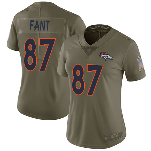 Nike Broncos #87 Noah Fant Olive Women's Stitched NFL Limited 2017 Salute to Service Jersey Nike Broncos #87 Noah Fant Olive Women's Stitched NFL Limited 2017 Salute to Service Jersey