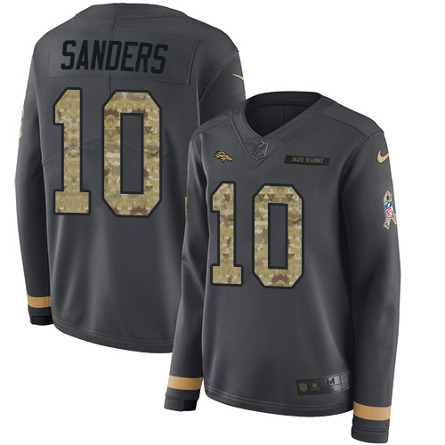 Nike Broncos #10 Emmanuel Sanders Anthracite Salute to Service Women's Stitched NFL Limited Therma Long Sleeve Jersey Nike Broncos #10 Emmanuel Sanders Anthracite Salute to Service Women's Stitched NFL Limited Therma Long Sleeve Jersey