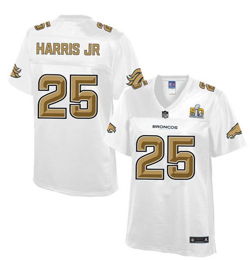 Nike Broncos #25 Chris Harris Jr White Women's NFL Pro Line Super Bowl 50 Fashion Game Jersey Nike Broncos #25 Chris Harris Jr White Women's NFL Pro Line Super Bowl 50 Fashion Game Jersey