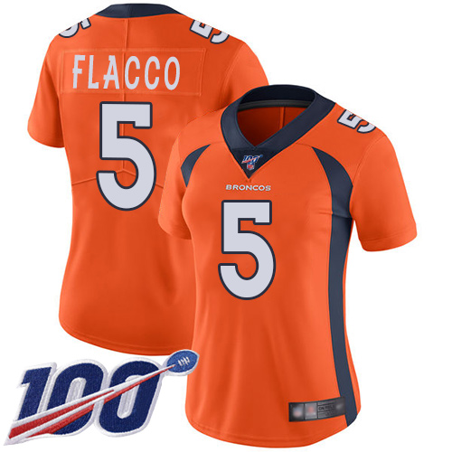 Nike Broncos #5 Joe Flacco Orange Team Color Women's Stitched NFL 100th Season Vapor Limited Jersey Nike Broncos #5 Joe Flacco Orange Team Color Women's Stitched NFL 100th Season Vapor Limited Jersey