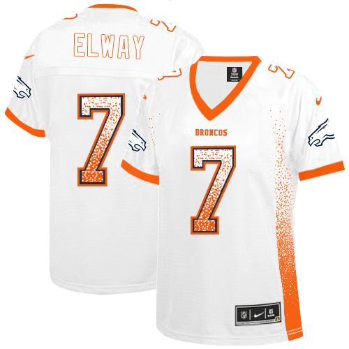 Nike Broncos #7 John Elway White Women's Stitched NFL Elite Drift Fashion Jersey Nike Broncos #7 John Elway White Women's Stitched NFL Elite Drift Fashion Jersey