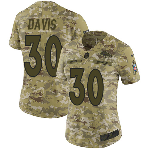 Nike Broncos #30 Terrell Davis Camo Women's Stitched NFL Limited 2018 Salute to Service Jersey Nike Broncos #30 Terrell Davis Camo Women's Stitched NFL Limited 2018 Salute to Service Jersey