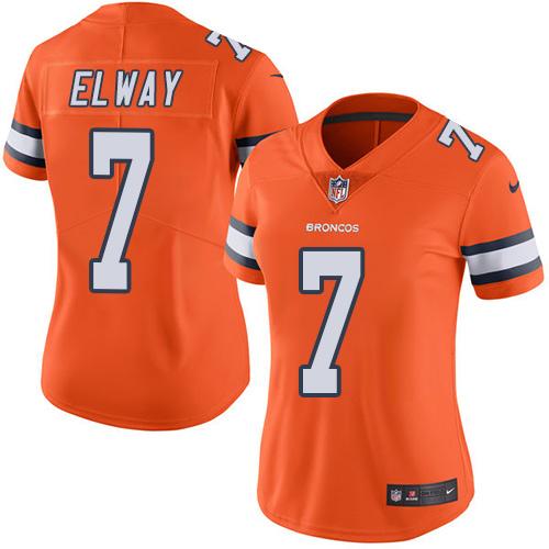Nike Broncos #7 John Elway Orange Women's Stitched NFL Limited Rush Jersey Nike Broncos #7 John Elway Orange Women's Stitched NFL Limited Rush Jersey
