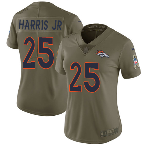 Nike Broncos #25 Chris Harris Jr Olive Women's Stitched NFL Limited 2017 Salute to Service Jersey Nike Broncos #25 Chris Harris Jr Olive Women's Stitched NFL Limited 2017 Salute to Service Jersey