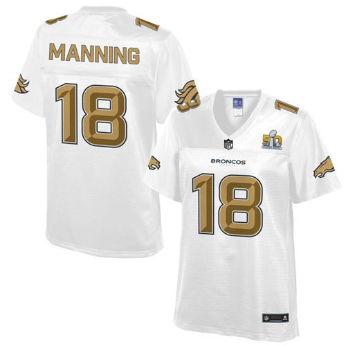 Nike Broncos #18 Peyton Manning White Women's NFL Pro Line Super Bowl 50 Fashion Game Jersey Nike Broncos #18 Peyton Manning White Women's NFL Pro Line Super Bowl 50 Fashion Game Jersey
