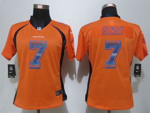 Nike Broncos #7 John Elway Orange Team Color Women's Stitched NFL Elite Strobe Jersey Nike Broncos #7 John Elway Orange Team Color Women's Stitched NFL Elite Strobe Jersey