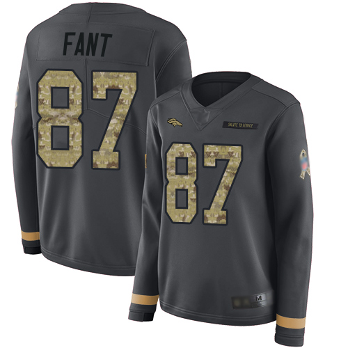 Nike Broncos #87 Noah Fant Anthracite Salute to Service Women's Stitched NFL Limited Therma Long Sleeve Jersey Nike Broncos #87 Noah Fant Anthracite Salute to Service Women's Stitched NFL Limited Therma Long Sleeve Jersey