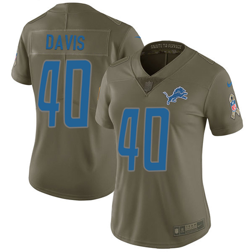 Nike Lions #40 Jarrad Davis Olive Women's Stitched NFL Limited 2017 Salute to Service Jersey Nike Lions #40 Jarrad Davis Olive Women's Stitched NFL Limited 2017 Salute to Service Jersey