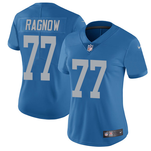 Nike Lions #77 Frank Ragnow Blue Throwback Women's Stitched NFL Vapor Untouchable Limited Jersey Nike Lions #77 Frank Ragnow Blue Throwback Women's Stitched NFL Vapor Untouchable Limited Jersey