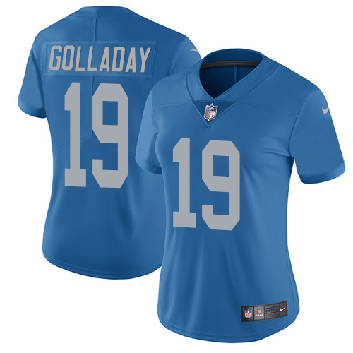 Nike Lions #19 Kenny Golladay Blue Throwback Women's Stitched NFL Vapor Untouchable Limited Jersey Nike Lions #19 Kenny Golladay Blue Throwback Women's Stitched NFL Vapor Untouchable Limited Jersey