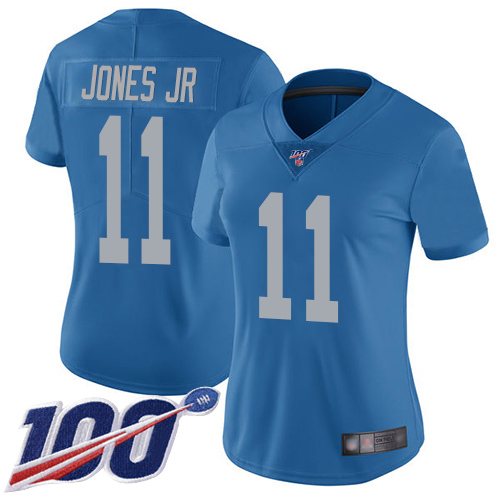 Nike Lions #11 Marvin Jones Jr Blue Throwback Women's Stitched NFL 100th Season Vapor Limited Jersey Nike Lions #11 Marvin Jones Jr Blue Throwback Women's Stitched NFL 100th Season Vapor Limited Jersey