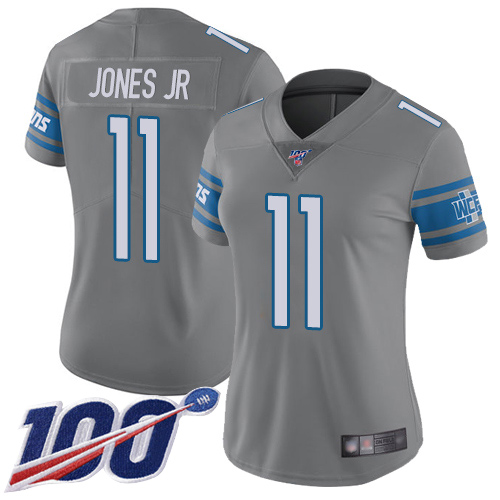 Nike Lions #11 Marvin Jones Jr Gray Women's Stitched NFL Limited Rush 100th Season Jersey Nike Lions #11 Marvin Jones Jr Gray Women's Stitched NFL Limited Rush 100th Season Jersey