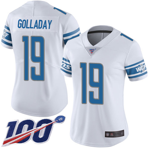 Nike Lions #19 Kenny Golladay White Women's Stitched NFL 100th Season Vapor Limited Jersey Nike Lions #19 Kenny Golladay White Women's Stitched NFL 100th Season Vapor Limited Jersey