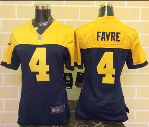 Nike Packers #4 Brett Favre Navy Blue Alternate Women's Stitched NFL New Elite Jersey Nike Packers #4 Brett Favre Navy Blue Alternate Women's Stitched NFL New Elite Jersey