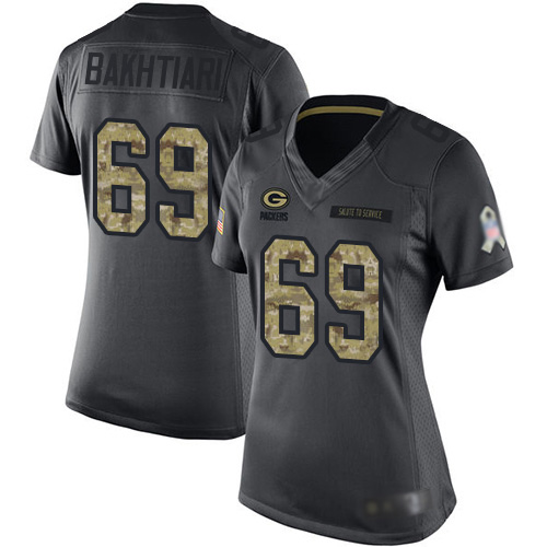 Nike Packers #69 David Bakhtiari Black Women's Stitched NFL Limited 2016 Salute to Service Jersey Nike Packers #69 David Bakhtiari Black Women's Stitched NFL Limited 2016 Salute to Service Jersey