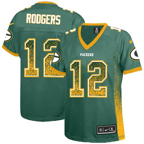 Nike Packers #12 Aaron Rodgers Green Team Color Women's Stitched NFL Elite Drift Fashion Jersey Nike Packers #12 Aaron Rodgers Green Team Color Women's Stitched NFL Elite Drift Fashion Jersey