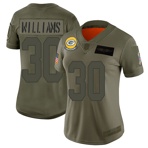 Nike Packers #30 Jamaal Williams Camo Women's Stitched NFL Limited 2019 Salute to Service Jersey Nike Packers #30 Jamaal Williams Camo Women's Stitched NFL Limited 2019 Salute to Service Jersey