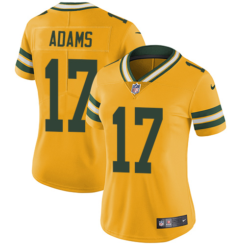 Nike Packers #17 Davante Adams Yellow Women's Stitched NFL Limited Rush Jersey Nike Packers #17 Davante Adams Yellow Women's Stitched NFL Limited Rush Jersey