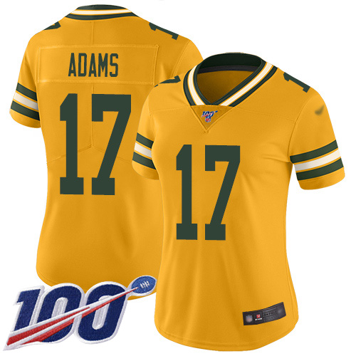 Nike Packers #17 Davante Adams Gold Women's Stitched NFL Limited Inverted Legend 100th Season Jersey Nike Packers #17 Davante Adams Gold Women's Stitched NFL Limited Inverted Legend 100th Season Jersey