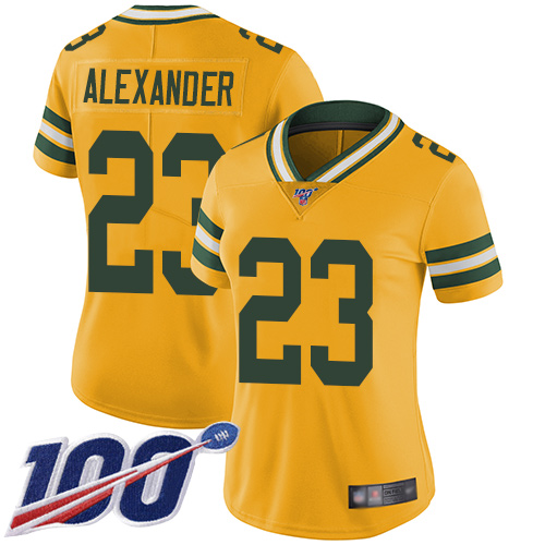 Nike Packers #23 Jaire Alexander Yellow Women's Stitched NFL Limited Rush 100th Season Jersey Nike Packers #23 Jaire Alexander Yellow Women's Stitched NFL Limited Rush 100th Season Jersey