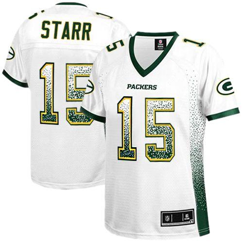 Nike Packers #15 Bart Starr White Women's Stitched NFL Elite Drift Fashion Jersey Nike Packers #15 Bart Starr White Women's Stitched NFL Elite Drift Fashion Jersey