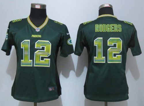 Nike Packers #12 Aaron Rodgers Green Team Color Women's Stitched NFL Elite Strobe Jersey Nike Packers #12 Aaron Rodgers Green Team Color Women's Stitched NFL Elite Strobe Jersey