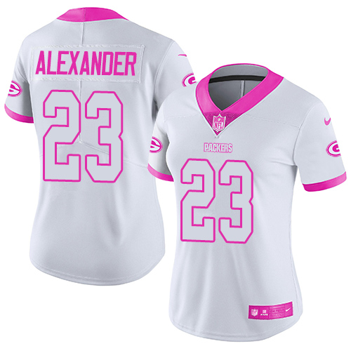 Nike Packers #23 Jaire Alexander White/Pink Women's Stitched NFL Limited Rush Fashion Jersey Nike Packers #23 Jaire Alexander White/Pink Women's Stitched NFL Limited Rush Fashion Jersey