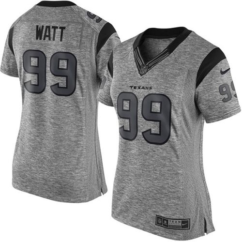 Nike Texans #99 J.J. Watt Gray Women's Stitched NFL Limited Gridiron Gray Jersey Nike Texans #99 J.J. Watt Gray Women's Stitched NFL Limited Gridiron Gray Jersey