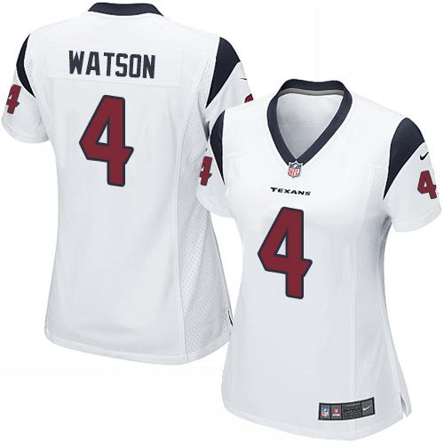 Nike Texans #4 Deshaun Watson White Women's Stitched NFL Elite Jersey Nike Texans #4 Deshaun Watson White Women's Stitched NFL Elite Jersey