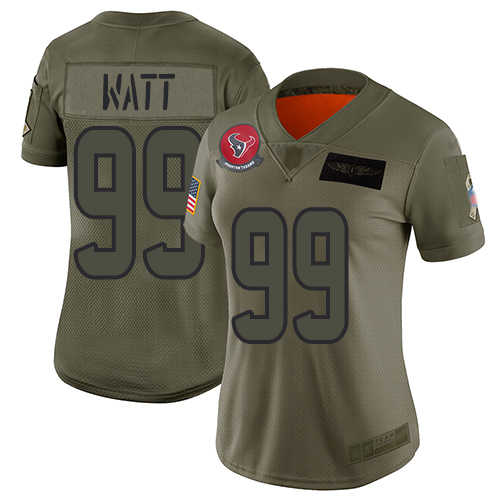 Nike Texans #99 J.J. Watt Camo Women's Stitched NFL Limited 2019 Salute to Service Jersey
