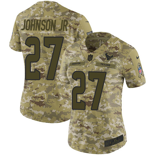 Nike Texans #27 Duke Johnson Jr Camo Women's Stitched NFL Limited 2018 Salute to Service Jersey Nike Texans #27 Duke Johnson Jr Camo Women's Stitched NFL Limited 2018 Salute to Service Jersey