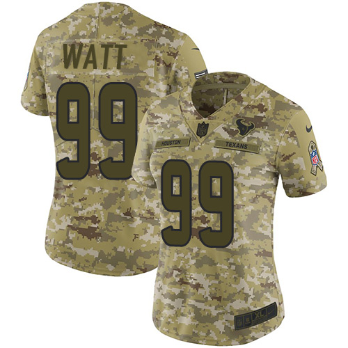 Nike Texans #99 J.J. Watt Camo Women's Stitched NFL Limited 2018 Salute to Service Jersey Nike Texans #99 J.J. Watt Camo Women's Stitched NFL Limited 2018 Salute to Service Jersey