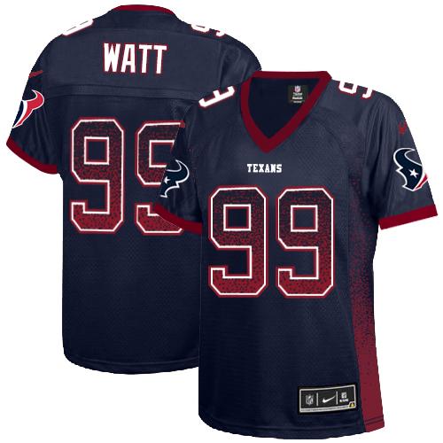 Nike Texans #99 J.J. Watt Navy Blue Team Color Women's Stitched NFL Elite Drift Fashion Jersey Nike Texans #99 J.J. Watt Navy Blue Team Color Women's Stitched NFL Elite Drift Fashion Jersey