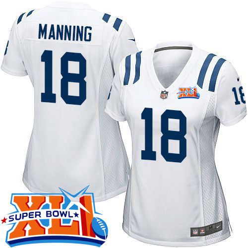 Nike Colts #18 Peyton Manning White Super Bowl XLI Women's Stitched NFL Elite Jersey Nike Colts #18 Peyton Manning White Super Bowl XLI Women's Stitched NFL Elite Jersey
