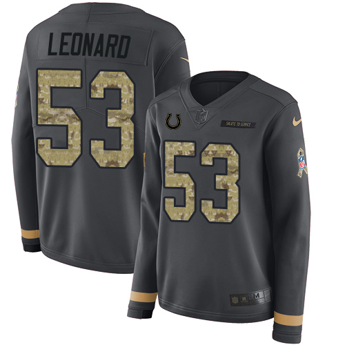 Nike Colts #53 Darius Leonard Anthracite Salute to Service Women's Stitched NFL Limited Therma Long Sleeve Jersey Nike Colts #53 Darius Leonard Anthracite Salute to Service Women's Stitched NFL Limited Therma Long Sleeve Jersey