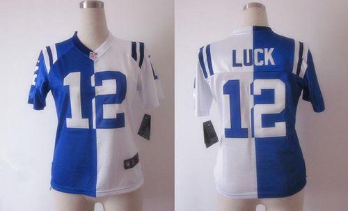 Nike Colts #12 Andrew Luck Royal Blue/White Women's Stitched NFL Elite Split Jersey Nike Colts #12 Andrew Luck Royal Blue/White Women's Stitched NFL Elite Split Jersey