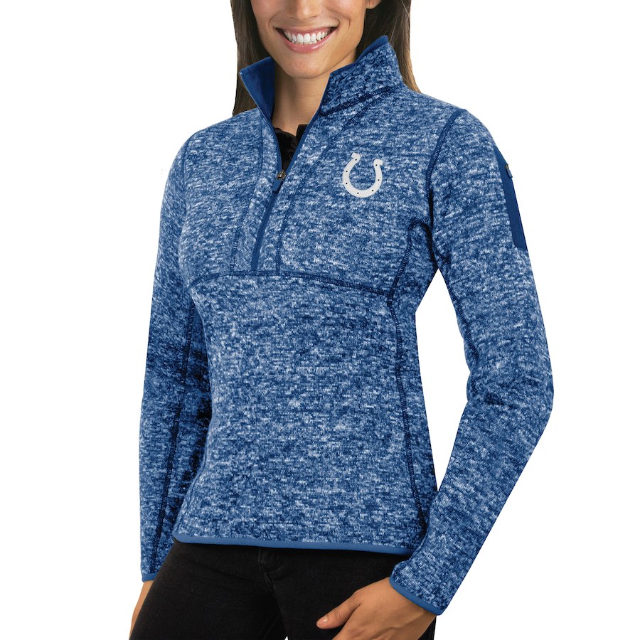 Indianapolis Colts Antigua Women's Fortune Half-Zip Sweater Heather Royal Indianapolis Colts Antigua Women's Fortune Half-Zip Sweater Heather Royal