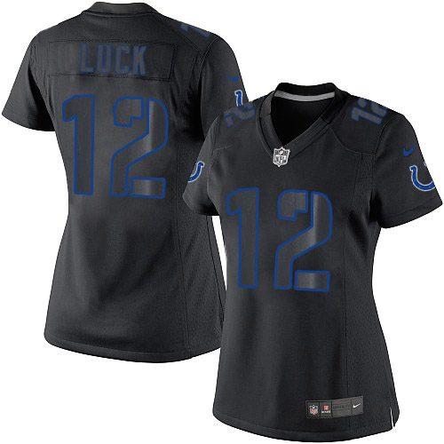 Nike Colts #12 Andrew Luck Black Impact Women's Stitched NFL Limited Jersey Nike Colts #12 Andrew Luck Black Impact Women's Stitched NFL Limited Jersey