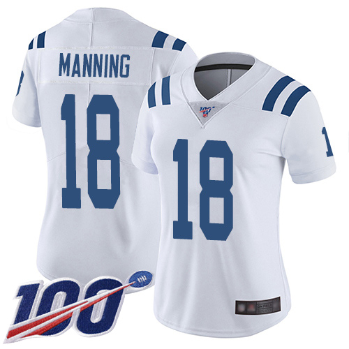 Nike Colts #18 Peyton Manning White Women's Stitched NFL 100th Season Vapor Limited Jersey Nike Colts #18 Peyton Manning White Women's Stitched NFL 100th Season Vapor Limited Jersey
